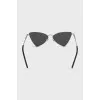 Triangular sunglasses with silver frames