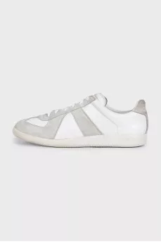 Men's leather and suede lace-up sneakers