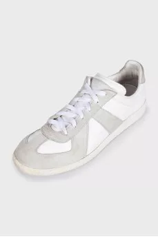Men's leather and suede lace-up sneakers