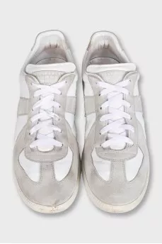 Men's leather and suede lace-up sneakers