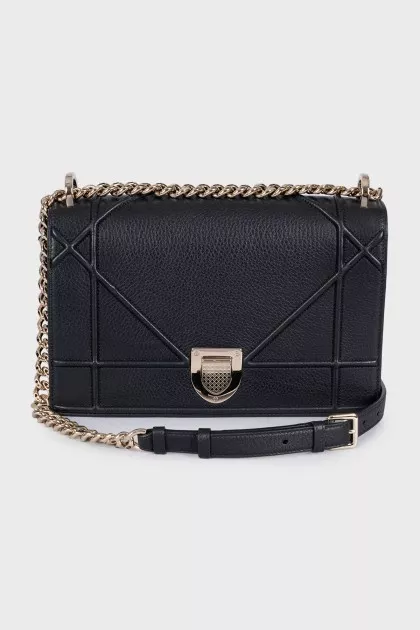 Black leather Diorama bag
