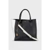 Black and white leather tote