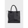 Black and white leather tote
