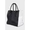 Black and white leather tote