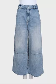 High-waisted blue wide-leg jeans