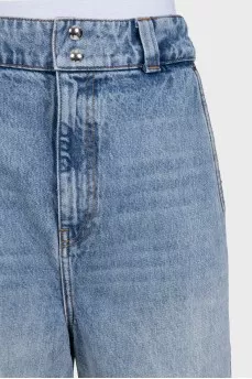 High-waisted blue wide-leg jeans