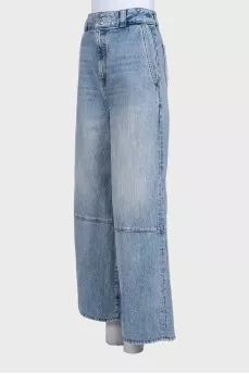 High-waisted blue wide-leg jeans