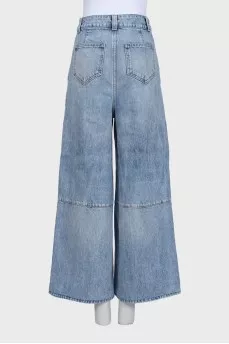 High-waisted blue wide-leg jeans
