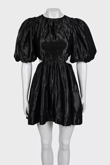 Black embellished dress with an open back