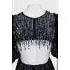 Black embellished dress with an open back
