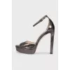 Shiny leather heeled sandals