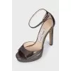 Shiny leather heeled sandals