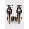 Shiny leather heeled sandals
