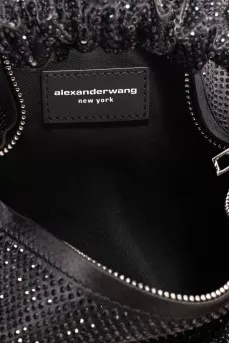 Black mini bag decorated with rhinestones