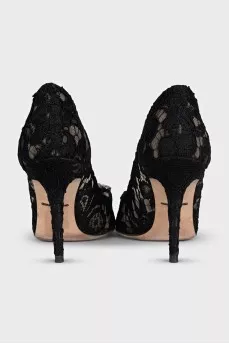 Black textile shoes with decor