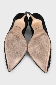 Black textile shoes with decor