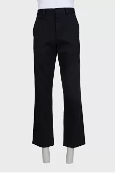 Men's black trousers with leather inserts