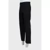 Men's black trousers with leather inserts