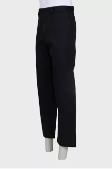 Men's black trousers with leather inserts