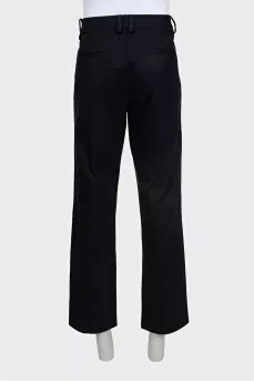 Men's black trousers with leather inserts