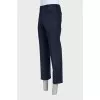 Men's straight blue wool trousers