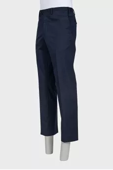 Men's straight blue wool trousers