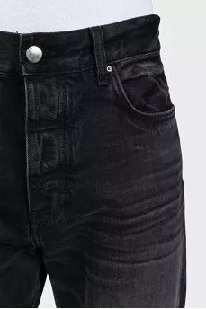 Men's black jeans with patches