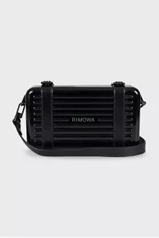 Men's black bag with a leather strap