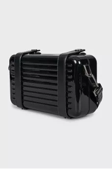 Men's black bag with a leather strap