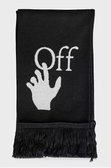 Black scarf with signature print