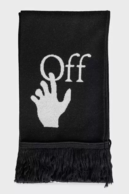 Black scarf with signature print