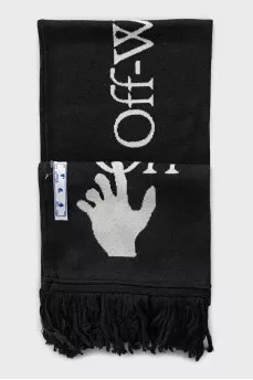 Black scarf with signature print