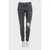 Сірі джинси skinny fit зі вставками
