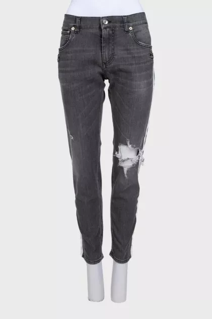 Сірі джинси skinny fit зі вставками