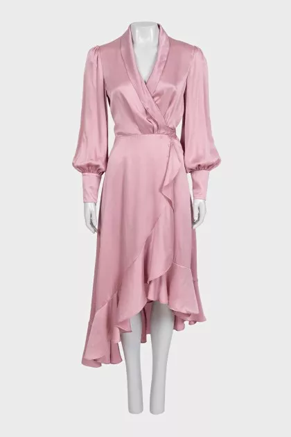 Pink silk dress with ties