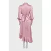 Pink silk dress with ties