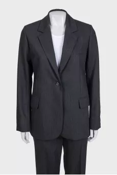 Gray straight-cut wool suit