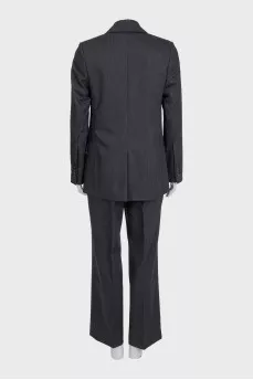 Gray straight-cut wool suit