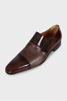 Men's brown patent leather shoes
