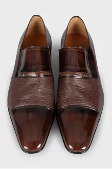 Men's brown patent leather shoes