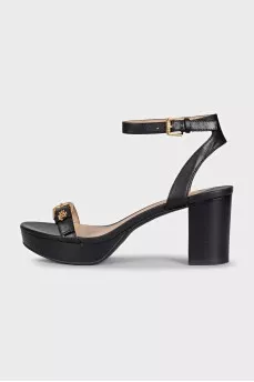 Black sandals with logo