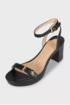 Black sandals with logo