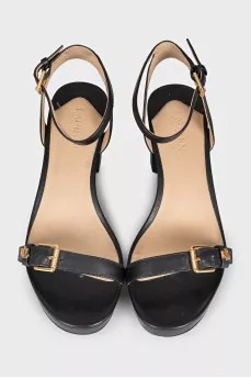 Black sandals with logo