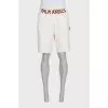Men's beige shorts with a signature print