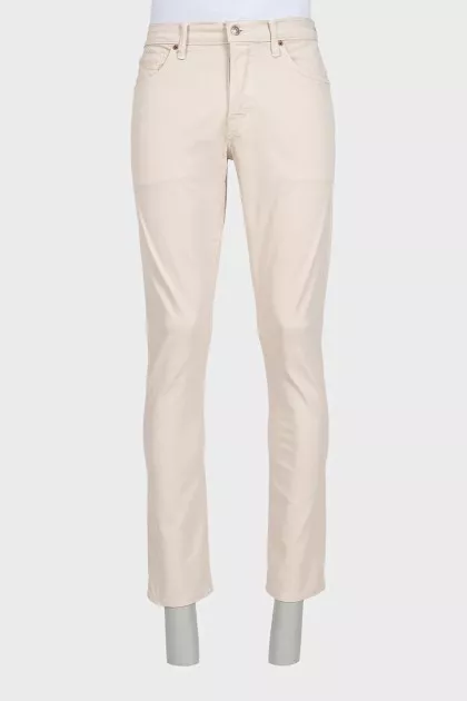 Men's beige button-down jeans