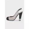 Two-tone leather slingbacks