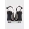 Two-tone leather slingbacks