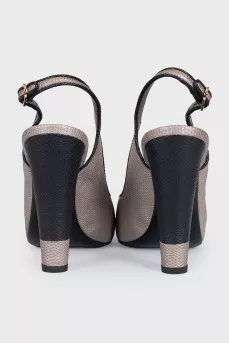 Two-tone leather slingbacks