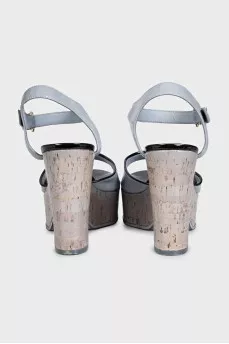 Blue patent leather sandals