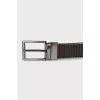 Men's brown leather belt with embossing